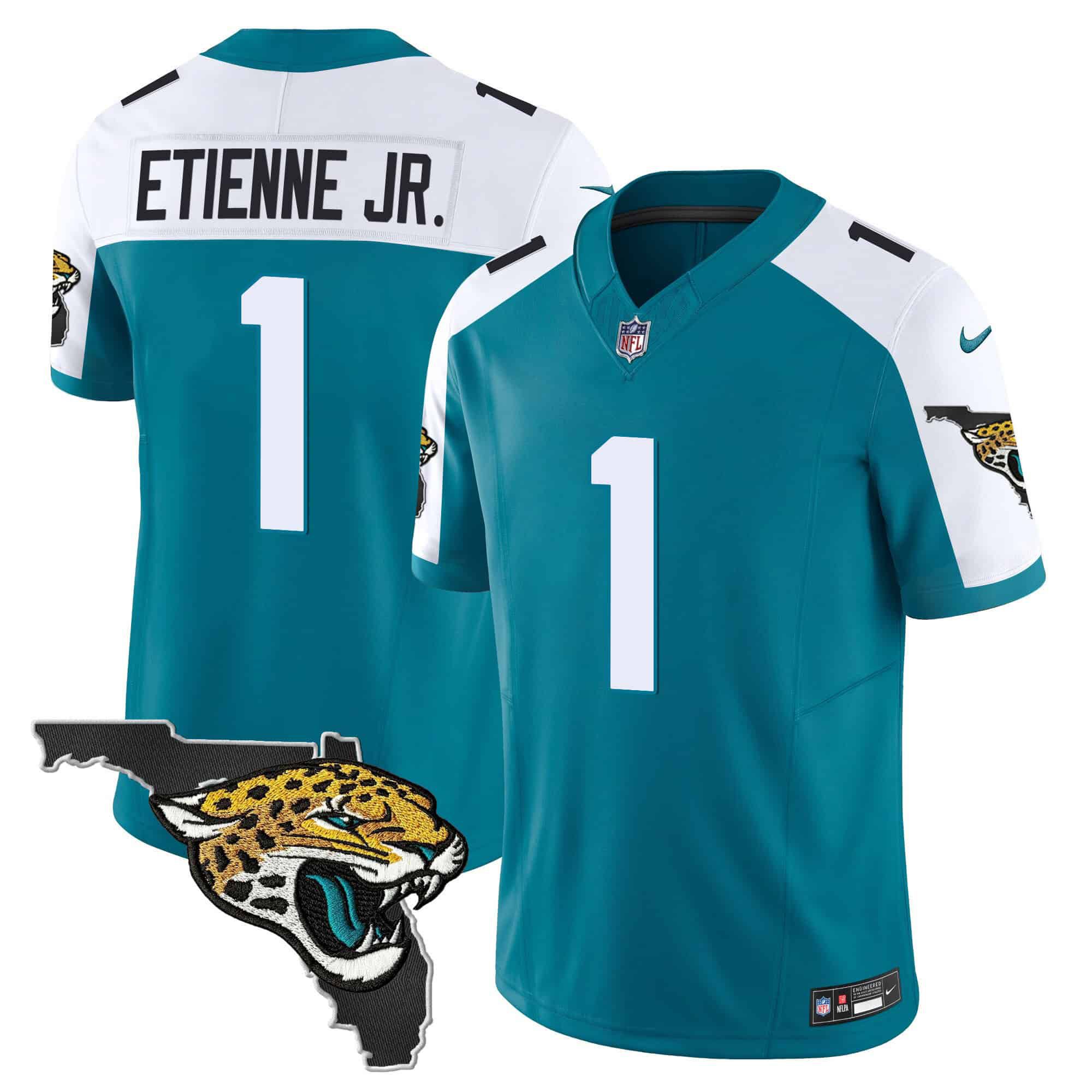 Men Jacksonville Jaguars #1 Etienne jr Green 2024 Nike Florida Patch Vapor NFL Jersey